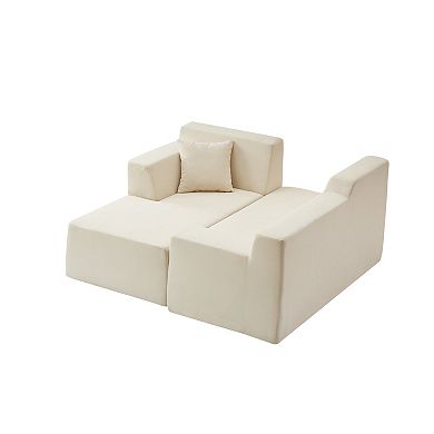 CEWOR Left Armrest L-Shaped Combination Sofa, Corduroy High Back,Cushion Sofa for Living Room