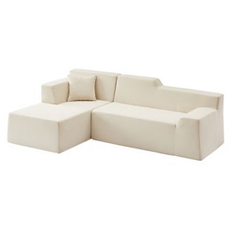 CEWOR Left Armrest L-Shaped Combination Sofa, Corduroy High Back,Cushion Sofa for Living Room