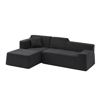 CEWOR Left Armrest L-Shaped Combination Sofa, Corduroy High Back,Cushion Sofa for Living Room