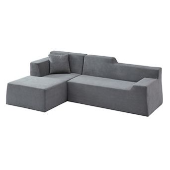 CEWOR Left Armrest L-Shaped Combination Sofa, Corduroy High Back,Cushion Sofa for Living Room