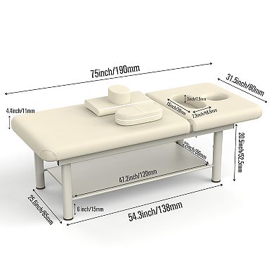CEWOR Massage Table Adjustable Back, Metal Frame, 4 Circular Legs,Conjoined Type