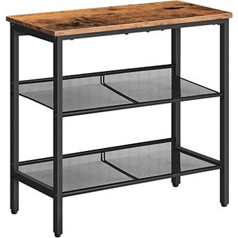 3 tier Narrow Side Table, Nightstand with 2 Flat or Slant Adjustable Shelves