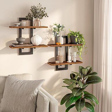 15 Inch Wall Shelf Set of 2, Wall Mounted Storage Shelves 2-Tier, Hanging Bathroom Shelves