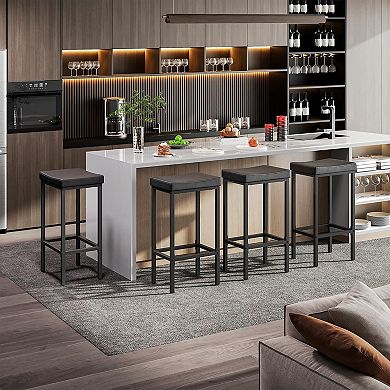 Upholstery Bar Stools, Set of 2 Bar Chairs for Kitchen, Dining Room, Cafe