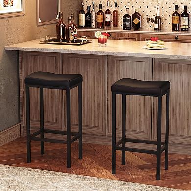 Upholstery Bar Stools, Set of 2 Bar Chairs for Kitchen, Dining Room, Cafe