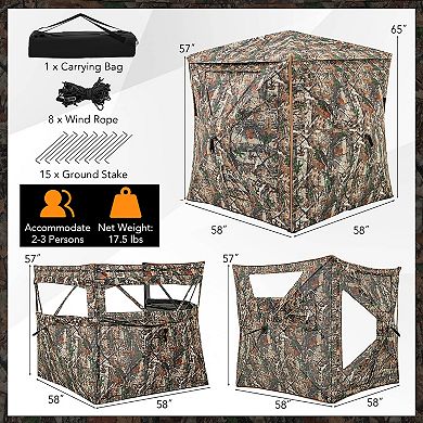 5 in 1 Detachable Hunting Blind for 2 to 3 People with Skylight