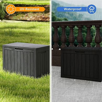 45 Gal. Black Resin Storage Deck Box for Outdoor Indoor