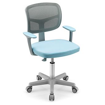 Blue Adjustable Kids Desk Chair with Auto Brake Casters