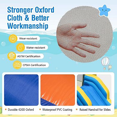 Inflatable Ocean-Themed Bounce House with 680W Blower and 2 Pools