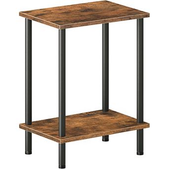 End Table with 2-Layer Storage Shelves, for Small Spaces, Living Room, Bedroom, Stable Frame