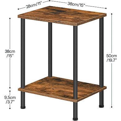 End Table with 2-Layer Storage Shelves, for Small Spaces, Living Room, Bedroom, Stable Frame