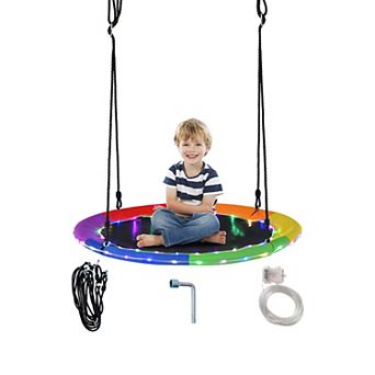 40 Inch Saucer Tree Swing for Kids and Adults with Durable Hanging Ropes