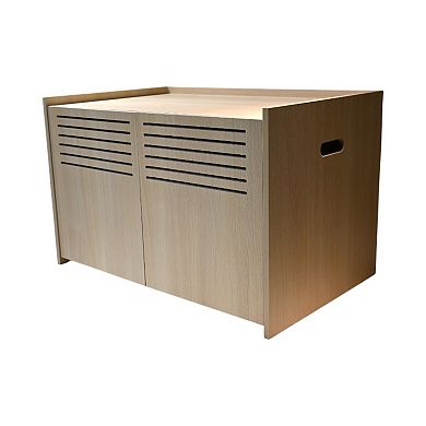 ELEMENT ACE Modern Wooden Cat House Enclosure with Scratching Pad and Hidden Litter Box Space