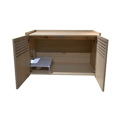 ELEMENT ACE Modern Wooden Cat House Enclosure with Scratching Pad and Hidden Litter Box Space