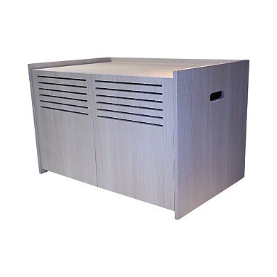 ELEMENT ACE Modern Wooden Cat House Enclosure with Scratching Pad and Hidden Litter Box Space