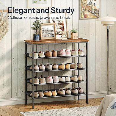 5-Tier Shoe Rack for Entryway, with Adjustable Mesh Shelves, 16-20 Pairs of Shoes