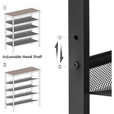 5-Tier Shoe Rack for Entryway, with Adjustable Mesh Shelves, 16-20 Pairs of Shoes