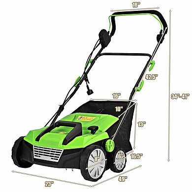 Electric Lawn Dethatcher Scarifier 15 Inch 13 Amp With Collection Bag