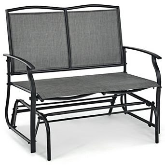 Gray Iron Patio Rocking Chair for Backyard or Lawn