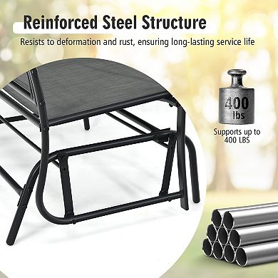 Gray Iron Patio Rocking Chair for Backyard or Lawn