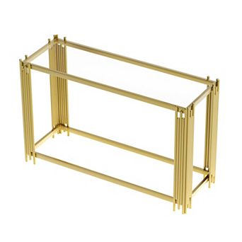 47" Console Table with Steel Glass, Modern Entryway & Hallway Table