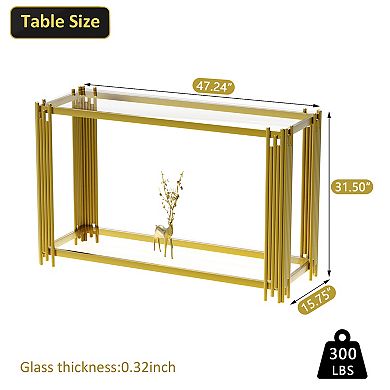 47" Console Table with Steel Glass, Modern Entryway & Hallway Table