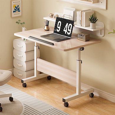 Mobile Folding Desk Portable Standing Desk with Height Adjustable, Rolling Computer Workstations