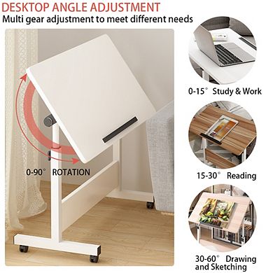 Mobile Folding Desk Portable Standing Desk with Height Adjustable, Rolling Computer Workstations