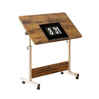 Mobile Folding Desk Portable Standing Desk with Height Adjustable, Rolling Computer Workstations