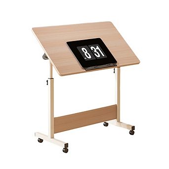 Mobile Folding Desk Portable Standing Desk with Height Adjustable, Rolling Computer Workstations