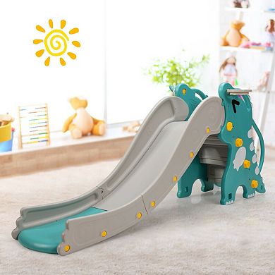 4 In 1 Kids Climber And Slide Playset With Basketball Hoop