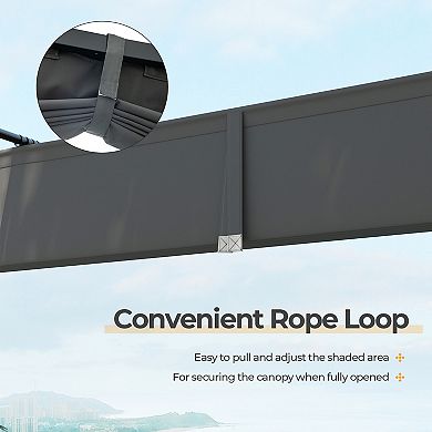 10 x 10 Outdoor Pergola With Retractable Canopy and Metal Frame