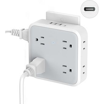USB C Surge Protector - 8 AC Outlets + Charger Block - Multi-Power Splitter: Home/Office/Kitchen