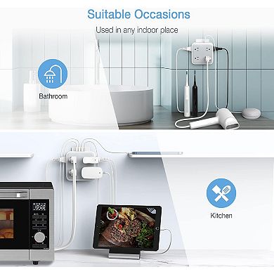 USB C Surge Protector - 8 AC Outlets + Charger Block - Multi-Power Splitter: Home/Office/Kitchen