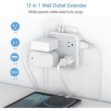 USB C Surge Protector - 8 AC Outlets + Charger Block - Multi-Power Splitter: Home/Office/Kitchen