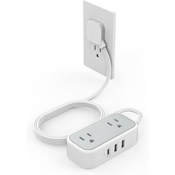 10ft Flat Plug Cord - Power Strip: 2 USB A, 1 USB C, 2 Outlets - Small Charger: Cruise/Home/Office