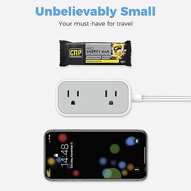 10ft Flat Plug Cord - Power Strip: 2 USB A, 1 USB C, 2 Outlets - Small Charger: Cruise/Home/Office