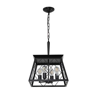 ELEMENT ACE Modern Industrial Four-Light Adjustable Pendant Chandelier Metal Cage Design
