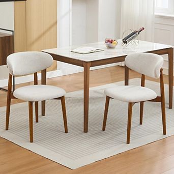 Wooden Dining Chairs Set of 2, Mid Century Modern Fabric Upholstered, for Kitchen & Dining Room