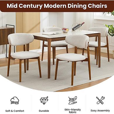 Wooden Dining Chairs Set of 2, Mid Century Modern Fabric Upholstered, for Kitchen & Dining Room