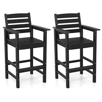 Set of 2 HDPE Adirondack Bar Chairs with Wide Armrests