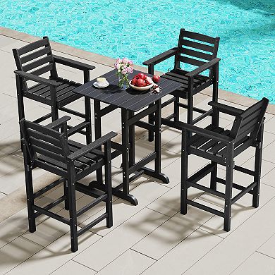 Set of 2 HDPE Adirondack Bar Chairs with Wide Armrests