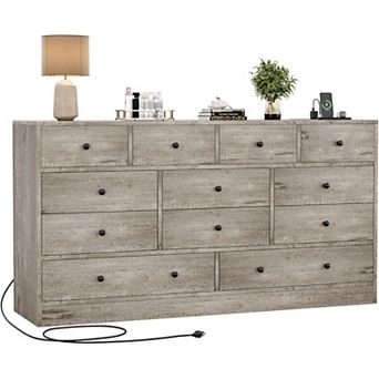 12 Drawers Dresser for Bedroom, 61inch Large Drawers Dresser, Wood Dressers & Chest of Drawers