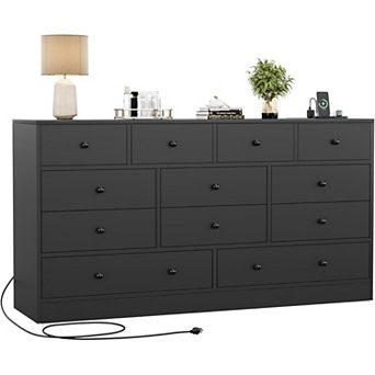12 Drawers Dresser for Bedroom, 61inch Large Drawers Dresser, Wood Dressers & Chest of Drawers