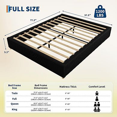 Bed Frame, Heavy Strong Metal Support Frames, Noise-Free, No Box Spring Needed, Easy Assembly