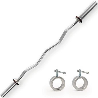 Sunny Health & Fitness 47” Olympic EZ Curl Bar