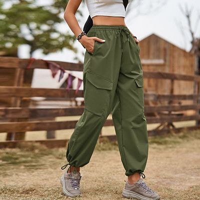 Cargo Pants Women High Waisted Parachute Pants with Pockets Loose