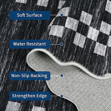 Large Scalloped Area Rug Geometric Carpet, Machine wash, Stain Resistant, for Home, Office