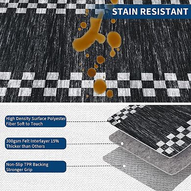 Large Scalloped Area Rug Geometric Carpet, Machine wash, Stain Resistant, for Home, Office