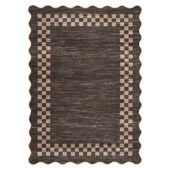 Large Scalloped Area Rug Geometric Carpet, Machine wash, Stain Resistant, for Home, Office